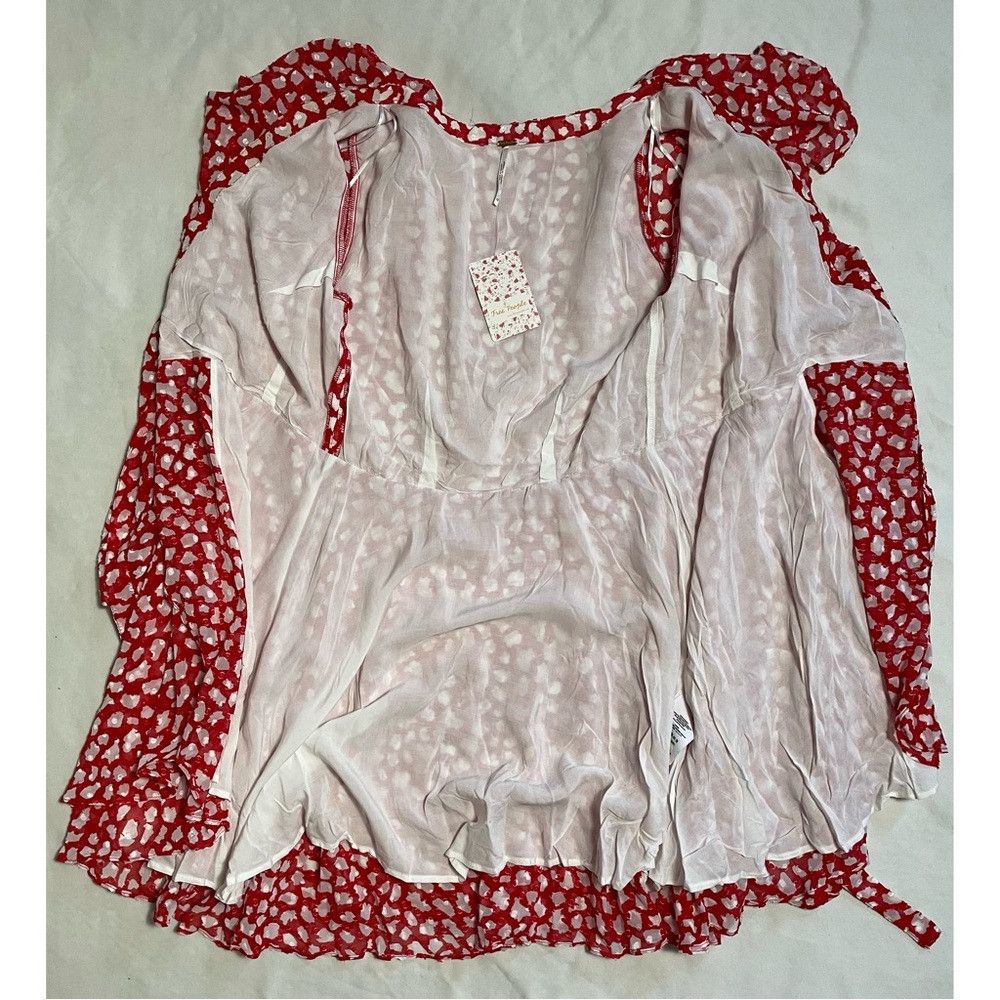 Free People NWT New $148 Free People Frenchie Red White Wrap Dress Size Size XS / US 0-2 / IT 36-38 - 7 Thumbnail