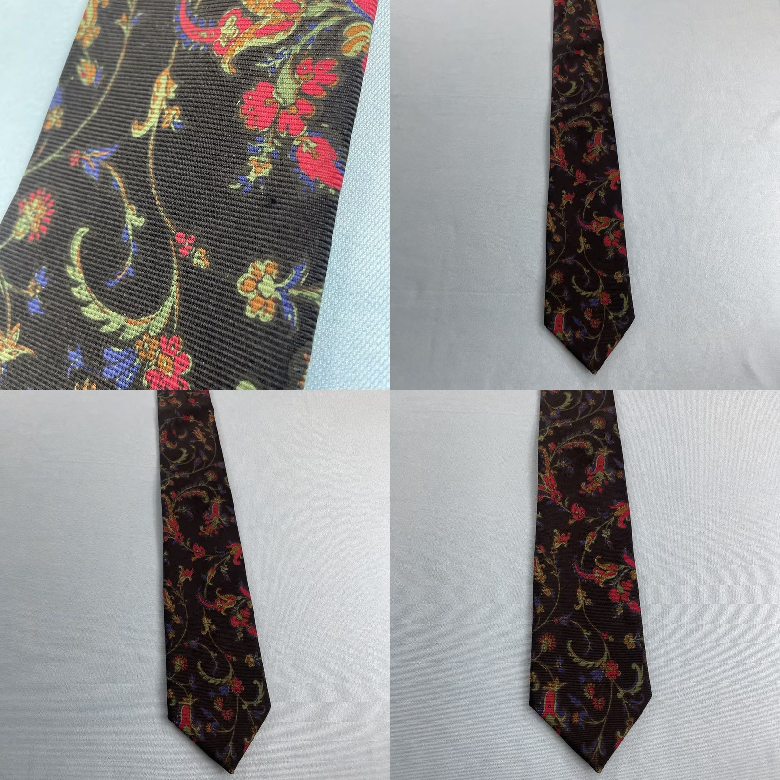 Vintage VINTAGE Drake's for Ben Silver Charleston Silk Tie Black Floral England Necktie 3.5x60" Size ONE SIZE - 8 Thumbnail