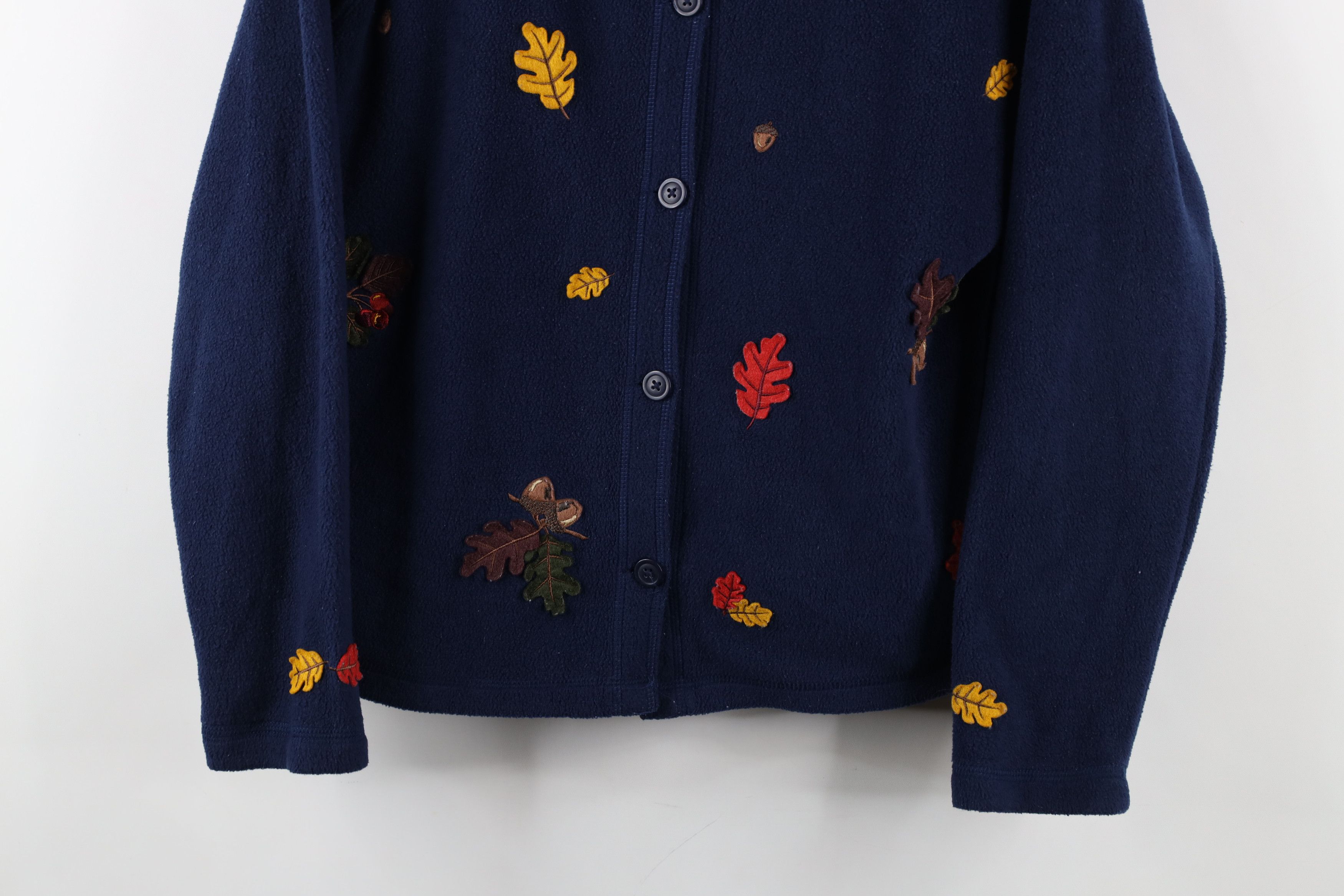 Vintage Vintage 90s Streetwear Fall Leaves Fleece Cardigan Sweater Size S / US 4 / IT 40 - 3 Thumbnail