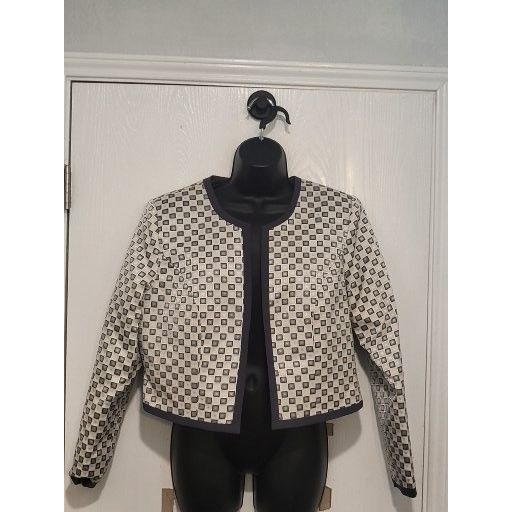 Vintage Ben Marc International Womens Geometric Patterned Crop Jacke Size L / US 10 / IT 46 - 1 Thumbnail