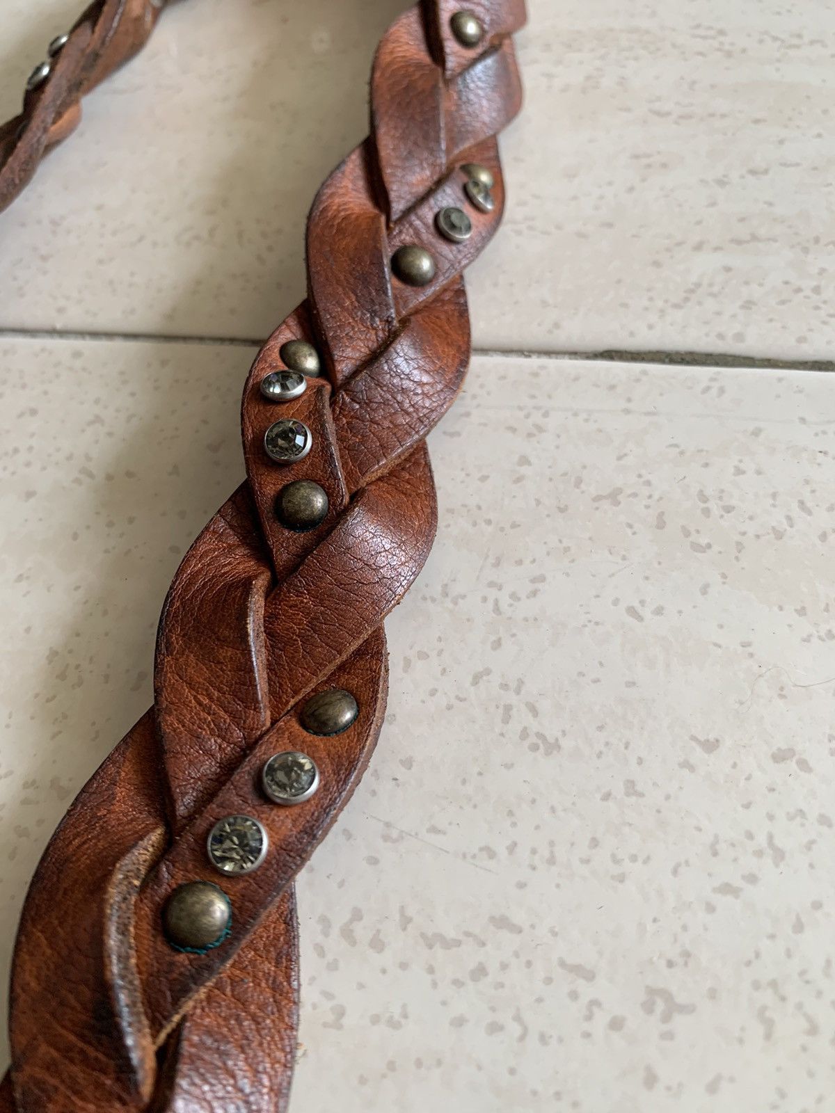 Leather Leather belt with stud Size ONE SIZE - 3 Thumbnail
