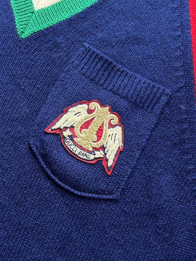 Gucci Gucci Dark blue and red stitching college style deep-necked Size US L / EU 52-54 / 3 - 4 Thumbnail