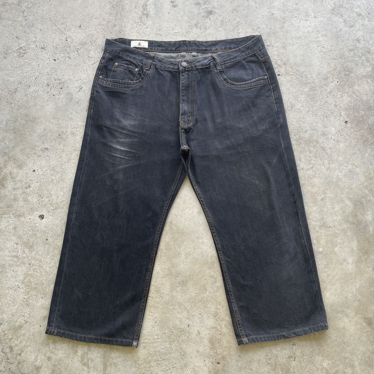 W42 Vintage Japanese Black Faded Jeans Pants Denim