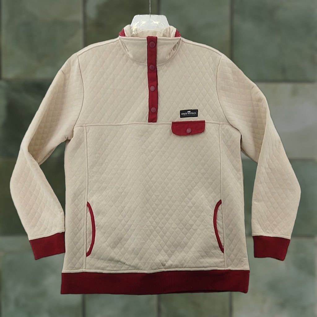 Vintage Simply Southern Quilted 1/4 Snap Jacket Pullover Women's Large Shirt Adult Large Beige Quilted 1/4 Snap Jacket Fall Winter Womens Size L / US 10 / IT 46 - 1 Thumbnail