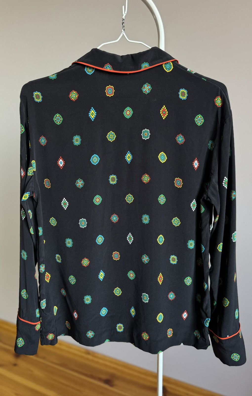 H&M × Kenzo H&M Kenzo Silk Print Pajama Button Up Shirt Black Blouse Size XS / US 0-2 / IT 36-38 - 7 Thumbnail