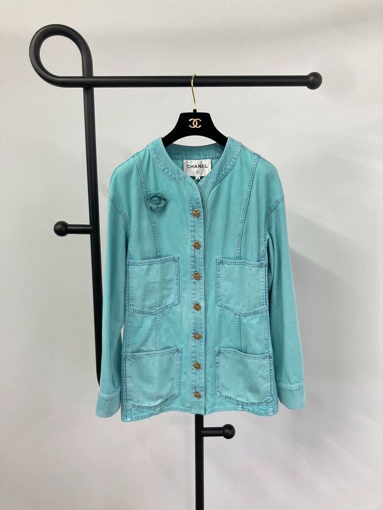 Chanel Chanel 21SS Blue Camellia Denim Jacket - dmc Size US S / EU 44-46 / 1 - 1 Thumbnail