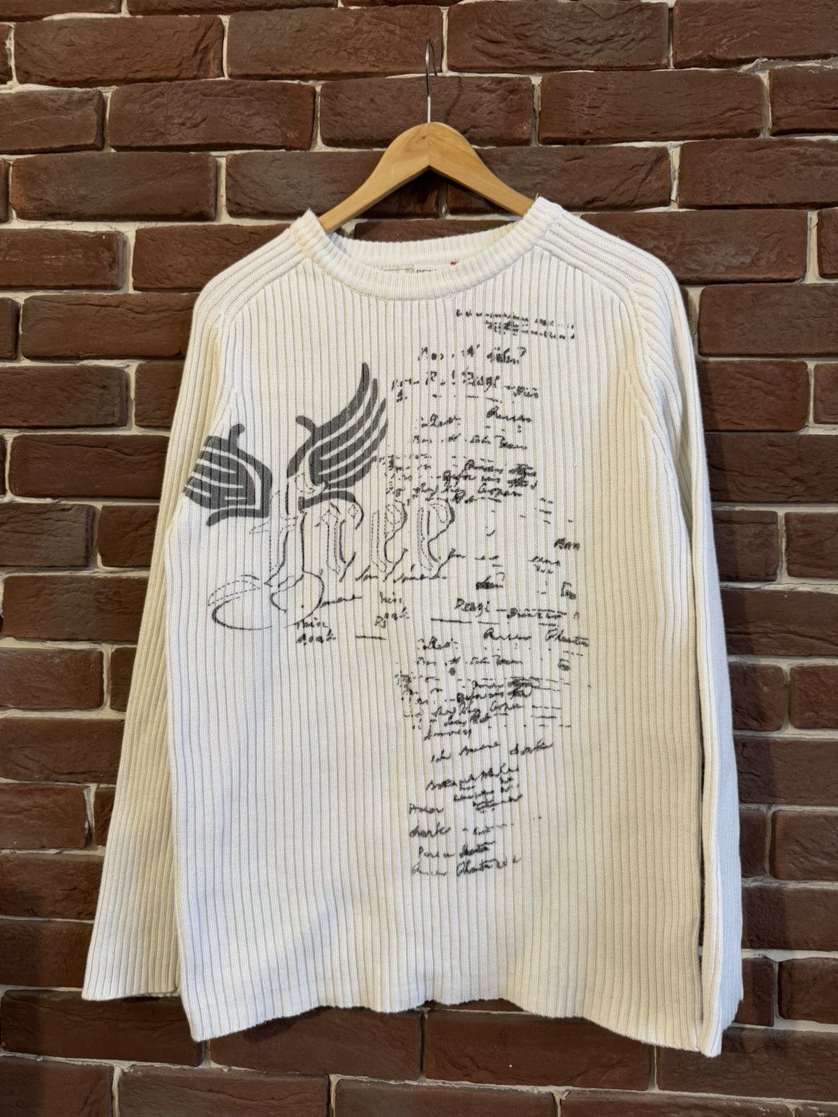 Vintage Y2k AvantGarde Tribal Dragon Sweater Rare Streetwear