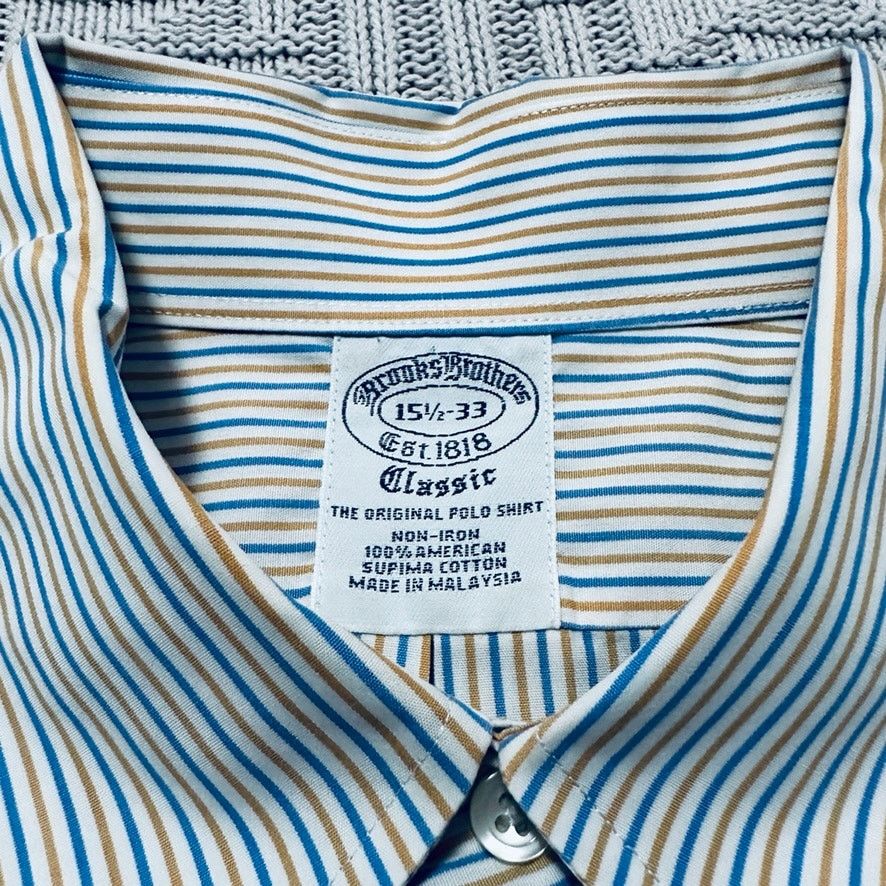 Brooks Brothers Brooks Brothers blue and gold striped Classic button down Size US M / EU 48-50 / 2 - 5 Thumbnail