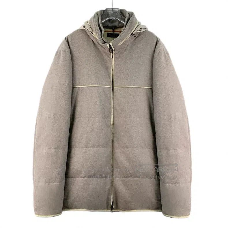 Loro Piana size 3XL Heather gray cashmere hooded long-sleev