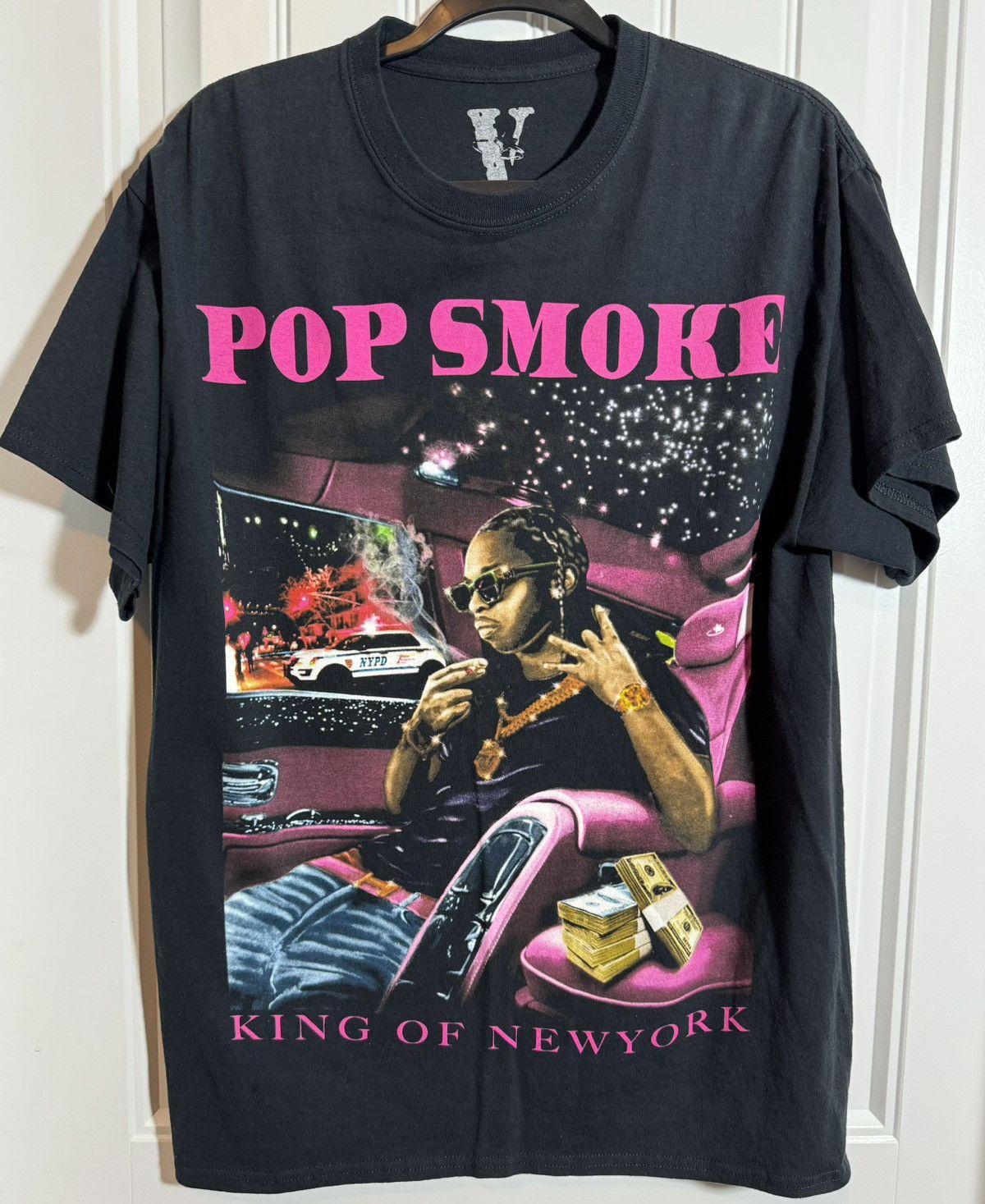 image of Pop Smoke X Vlone King Of New York Tee in Black, Men's (Size Large)