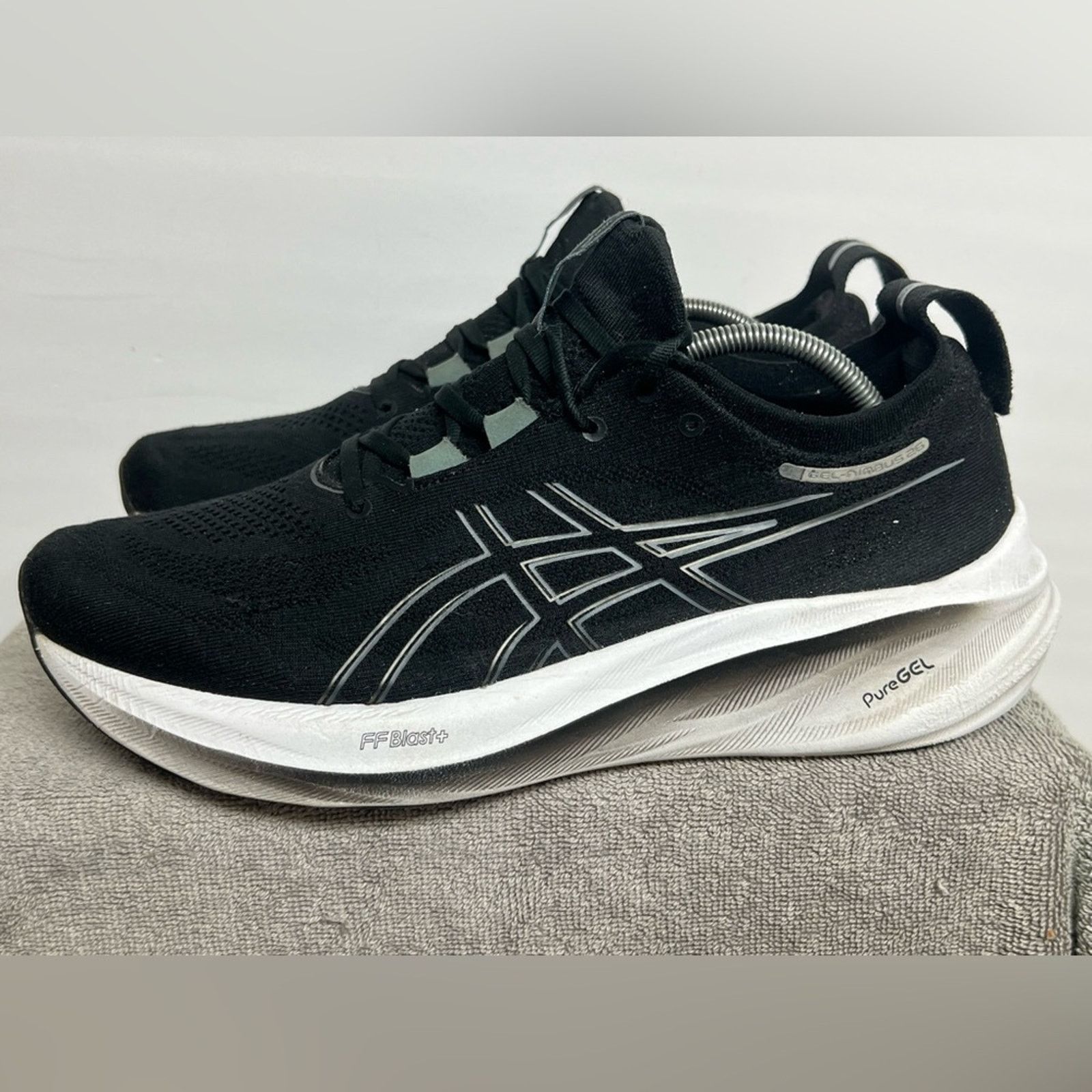 Asics ASICS Gel Nimbus 26 Black White Men's Running Shoes Sneakers Size US 12 / EU 45 - 2 Thumbnail