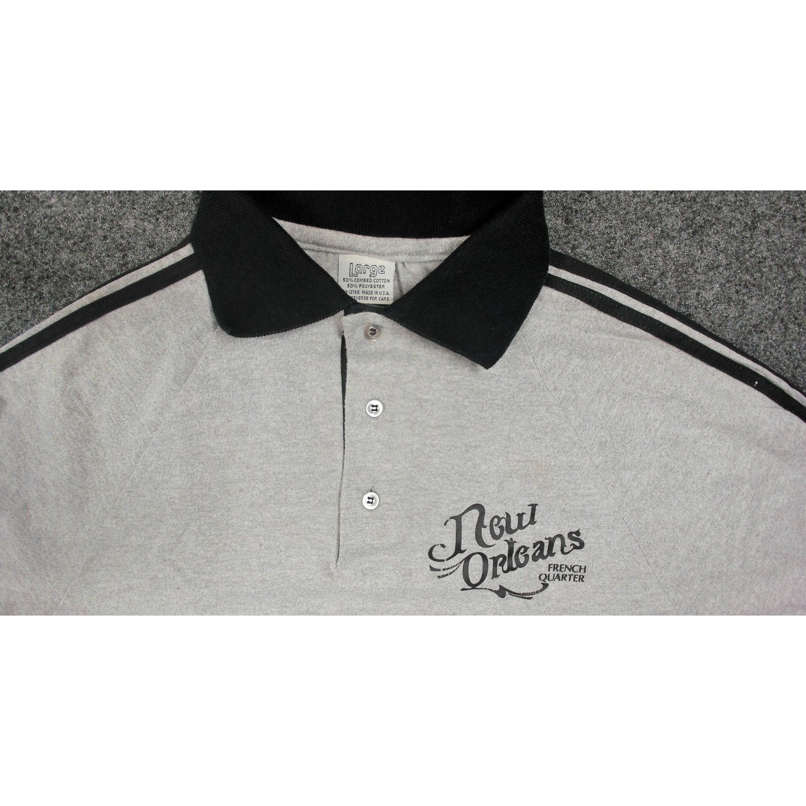 Fruit Of The Loom 80s FOTL Indie Sleaze Striped Raglan Polo Shirt Size US S / EU 44-46 / 1 - 11 Thumbnail
