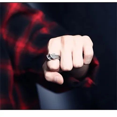 Vintage Retro Woven Hemp Rope Pattern Ring Size ONE SIZE - 2 Thumbnail