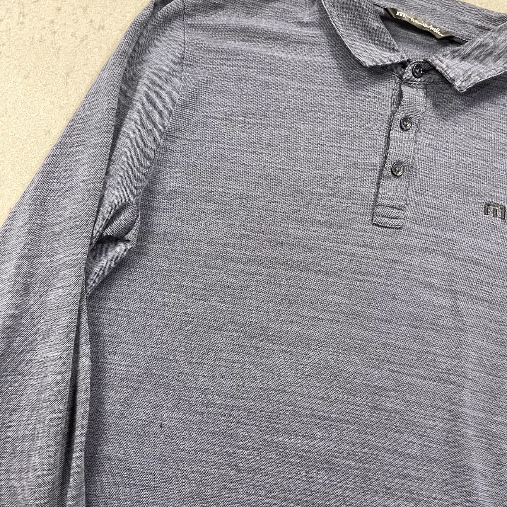 TravisMathew Travis Mathew Polo Shirt Mens L Blue Heather Logo Polo Shirt Casual Golf Long Sleeve Shirt Size US L / EU 52-54 / 3 - 4 Thumbnail