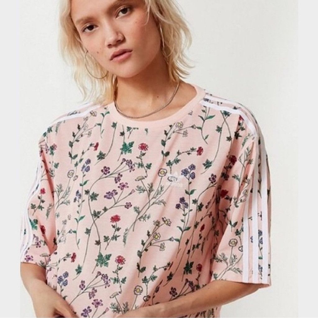 Adidas ADIDAS No Sunshine When I'm Gone" Soft Pink Floral Crop Top Size XXS / US 00 / IT 34 - 1 Thumbnail