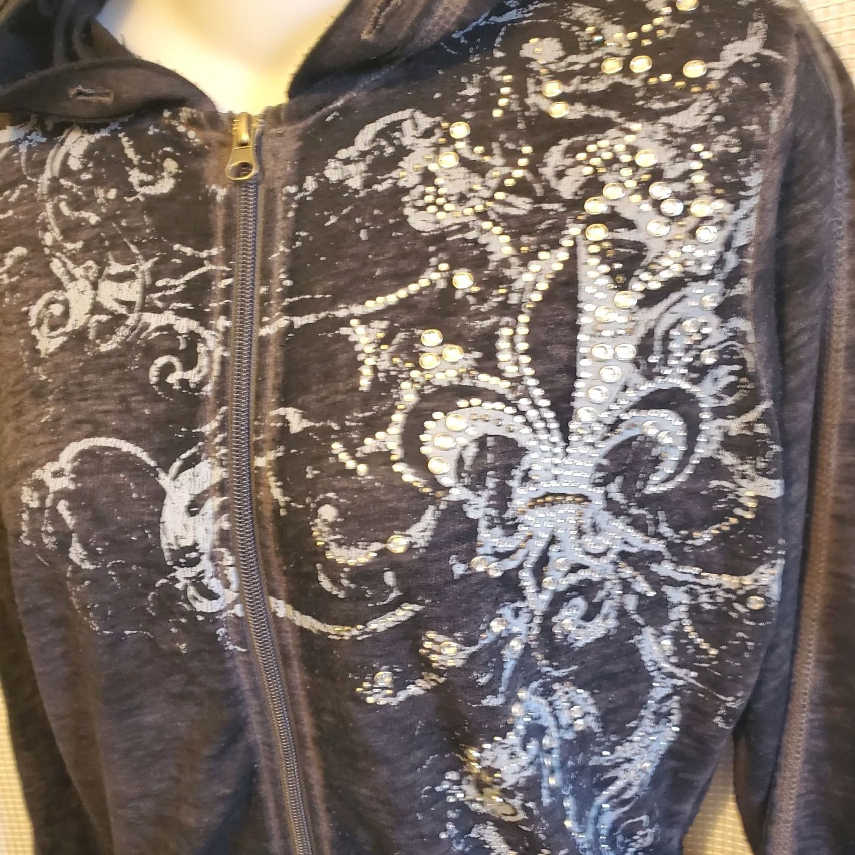 Vintage VINTAGE Cowgirl Legend Hoodie Sz S Black Burnout Full Zip Western Bling Rhinestone Womens Size S / US 4 / IT 40 - 5 Thumbnail