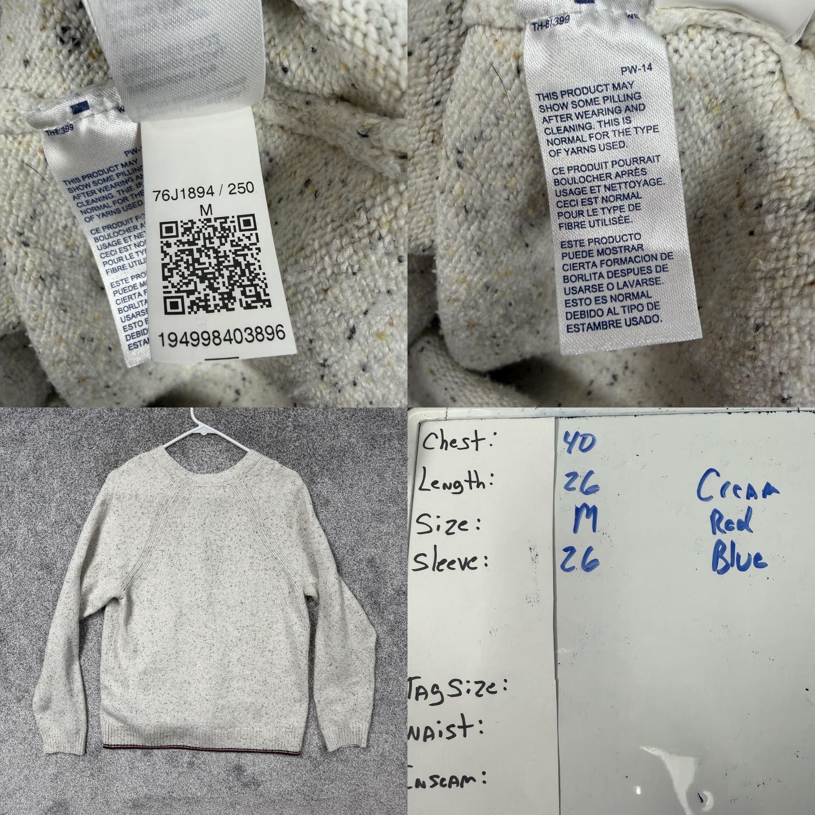Tommy Hilfiger Tommy Hilfiger Sweater Mens M White Henley V-Neck Knit Preppy Classic Layering Size US M / EU 48-50 / 2 - 9 Thumbnail