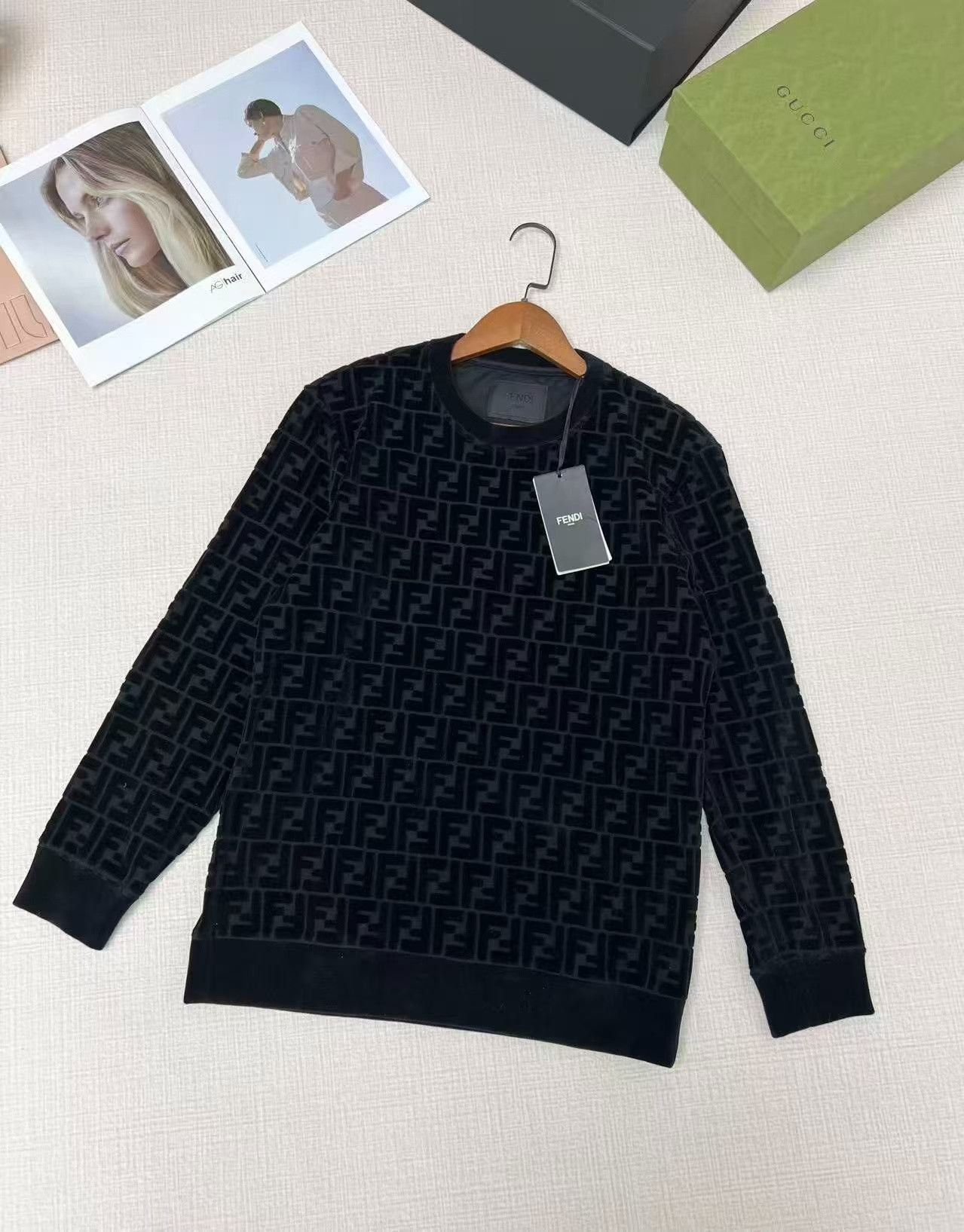 Fendi Fendi Black Flocked Double F Monogram Sweater Size US S / EU 44-46 / 1 - 1 Thumbnail