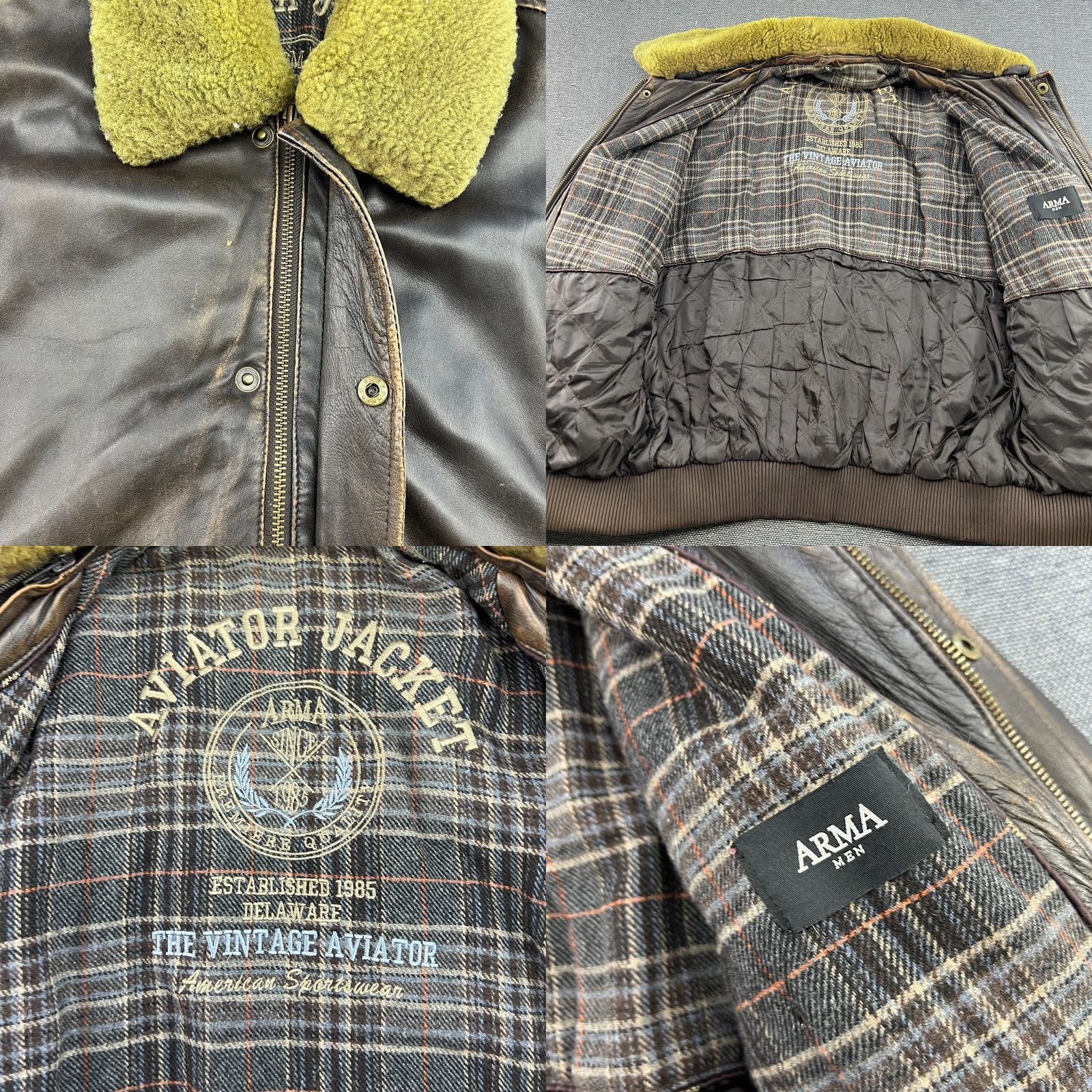 Vintage VINTAGE ARMA Leather Jacket Mens Size M Brown Aviator Bomber Pilot Jacket Men Redesign? Size US M / EU 48-50 / 2 - 9 Thumbnail
