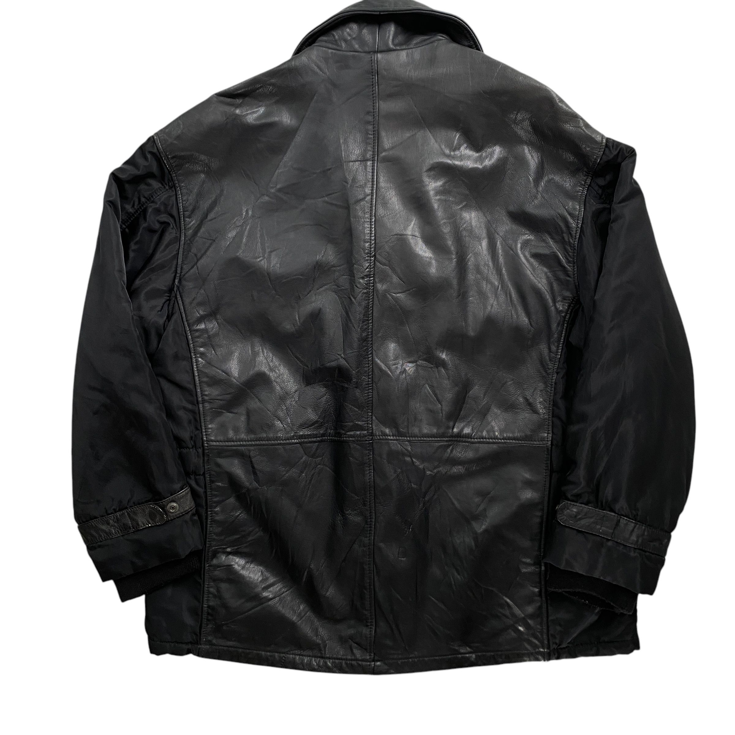 Hugo Boss Vintage Hugo Boss Hybrid Leather Trucker Jacket Size US L / EU 52-54 / 3 - 3 Thumbnail