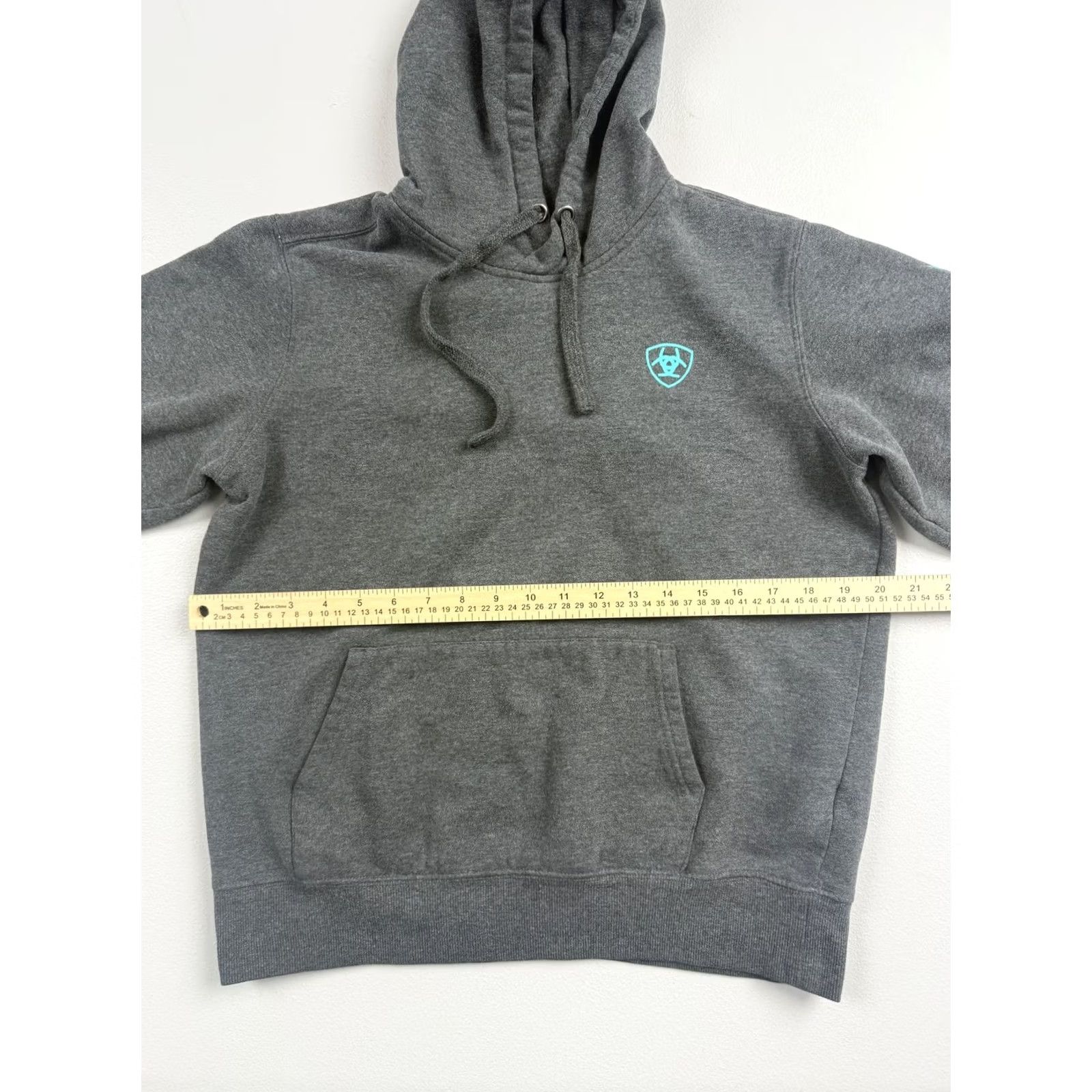 Ariat Ariat Hoodie Mens Gray Pullover Fleece Graphic Print Logo Sleeve Teal Read Sweatshirt Size US S / EU 44-46 / 1 - 5 Thumbnail