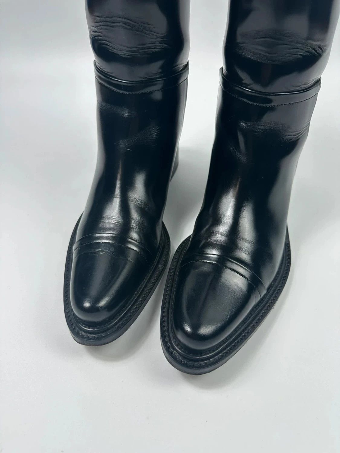 Prada Prada SS2014 Black Leather Vernis Patent Boots Pointy Toe Size US 6 / IT 36 - 12 Thumbnail