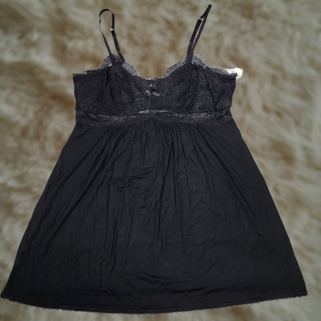 Vintage INC International Concepts Plus Black Lace Sexy Nightgown Stretchy Rayon 1X Size ONE SIZE - 1 Thumbnail