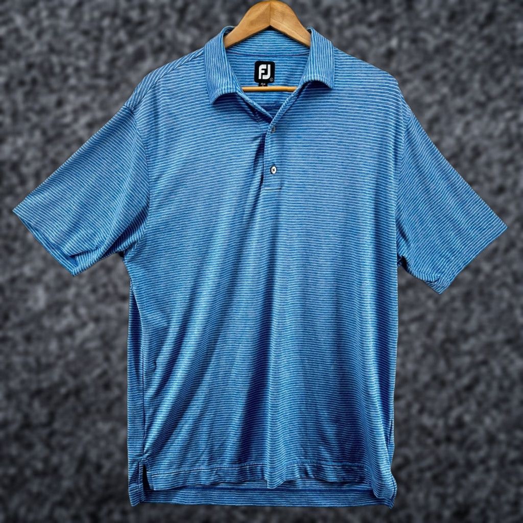Footjoy FootJoy Polo Shirt Blue Men's L Golf Short Sleeve Collared Striped Size US L / EU 52-54 / 3 - 1 Thumbnail
