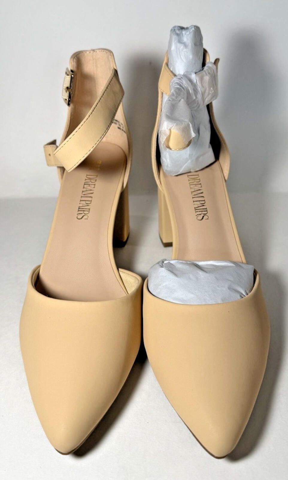 Other DREAM PAIRS Nubuck High Pump Block Heels Ankle Buckle Nude Size US 8.5 / IT 38.5 - 2 Thumbnail