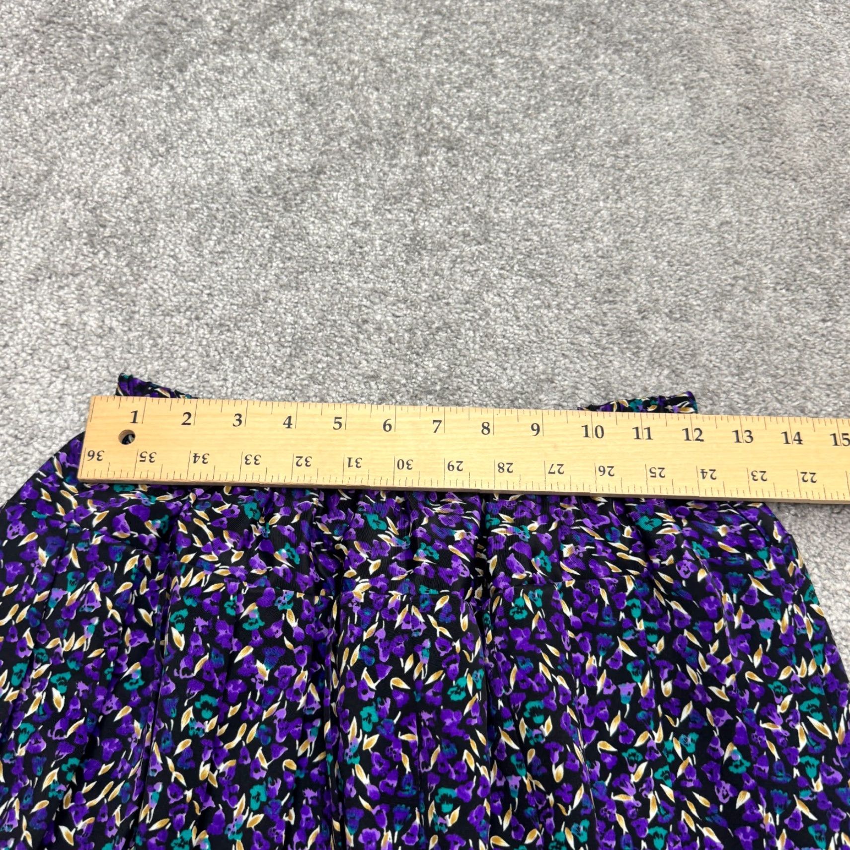 Vintage VINTAGE Floral Pleated Midi A-Line Skirt Womens 12 Purple Elastic Cottagecore 90s Boho Beach Retro Fall Spring Summer Hand Wash Only Size 34" / US 12 / IT 48 - 6 Thumbnail