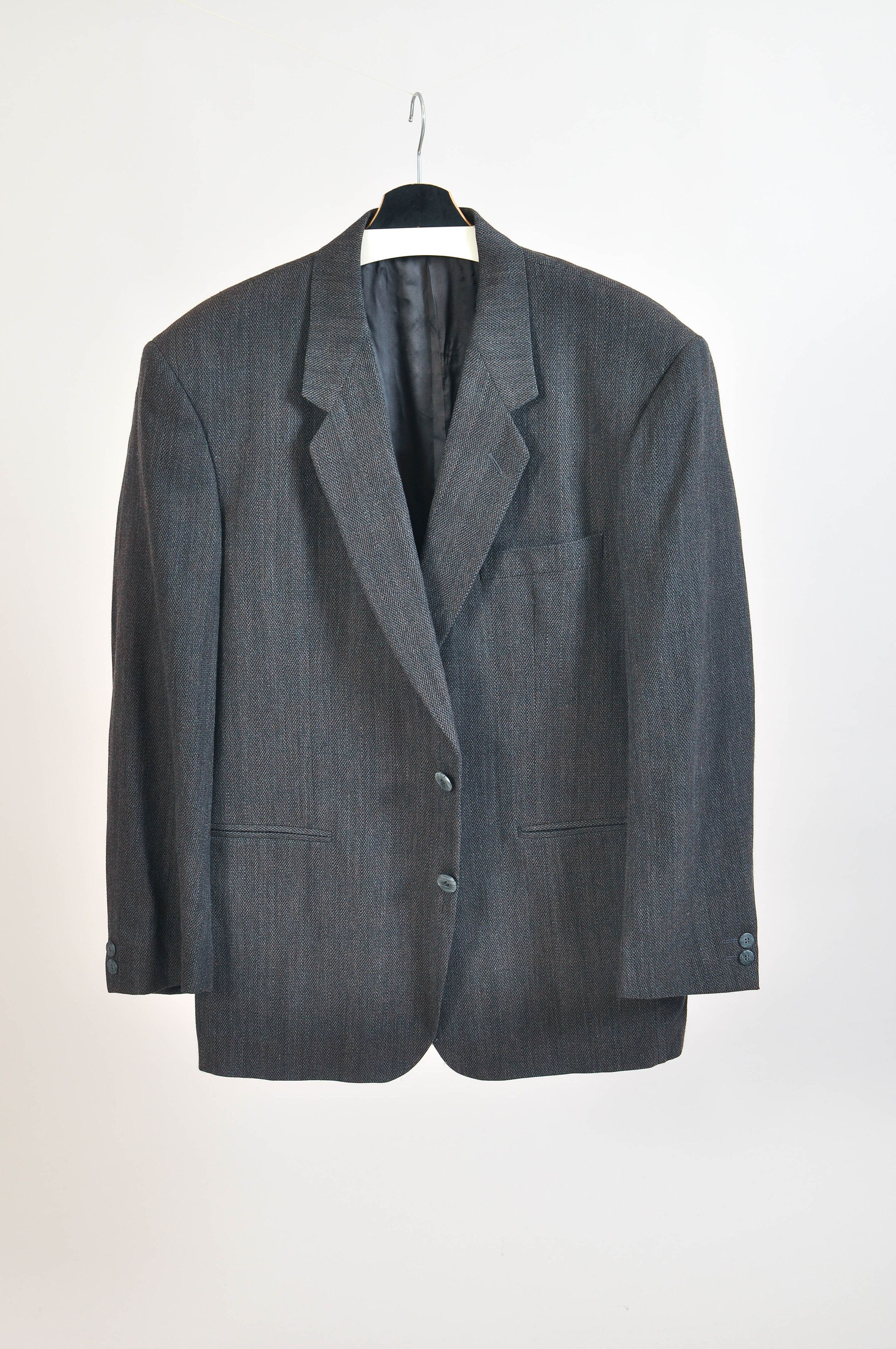 Other Vintage 90s Dark Brown Tweed Suit Size 44R - 2 Thumbnail