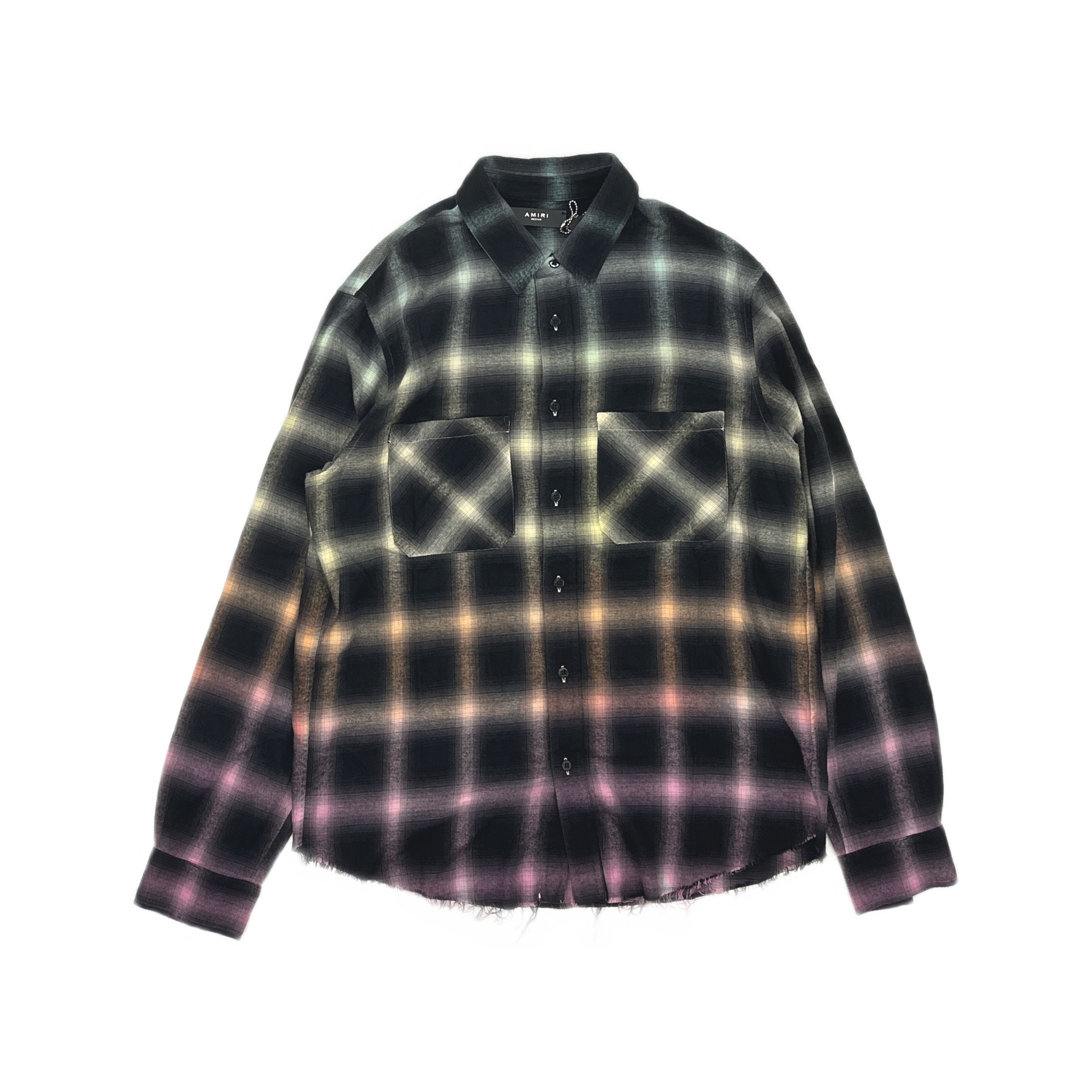 Amiri AMIRI Ombre Plaid Button Up Shirt Size M Size US M / EU 48-50 / 2 - 1 Thumbnail