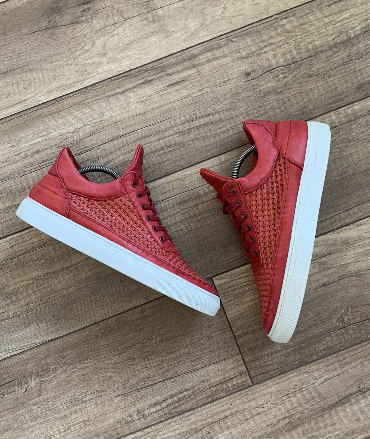Filling Pieces Filling Pieces High Mid Top Red Leather Sneakers Shoes Size US 9.5 / EU 42-43 - 2 Thumbnail