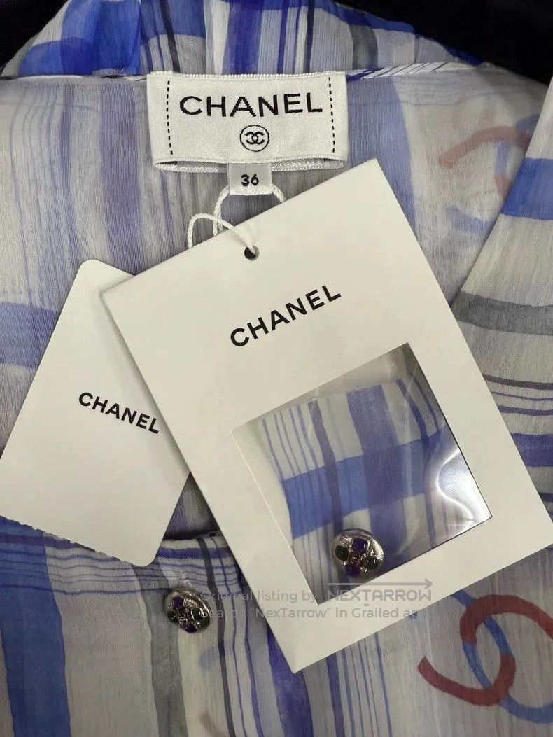 Chanel Chanel 23P Blue Silk Print Dress. Size US M / EU 48-50 / 2 - 4 Thumbnail