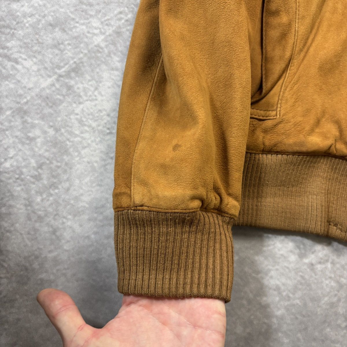 Other × Vintage 1970s Suede Bomber Jacket 70s Vintage Spanish Wheat Brown S Size US S / EU 44-46 / 1 - 12 Thumbnail