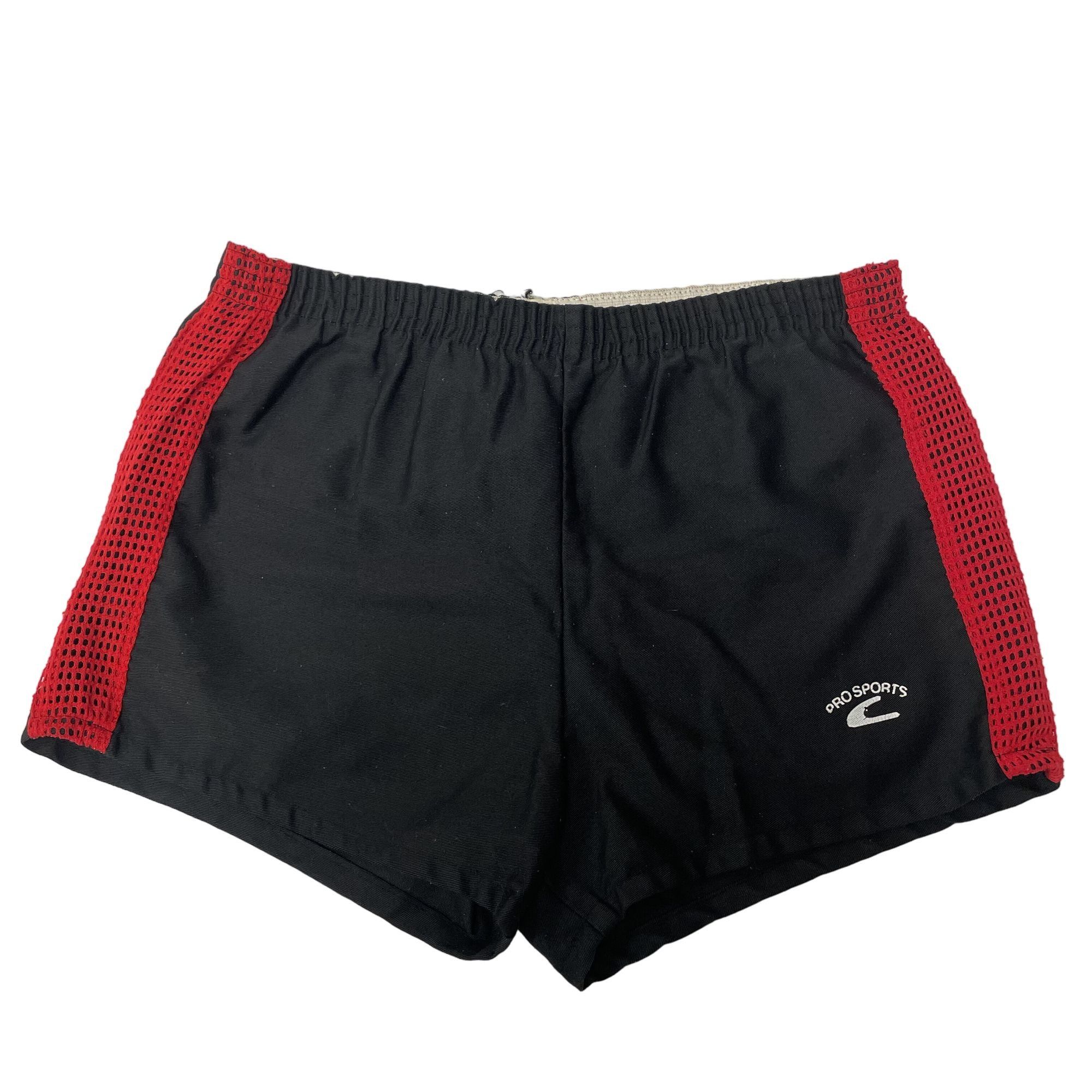 Other Vtg Pro Sports Black Red MESH NET Trim ATHLETIC Shorts Size US 32 / EU 48 - 1 Thumbnail