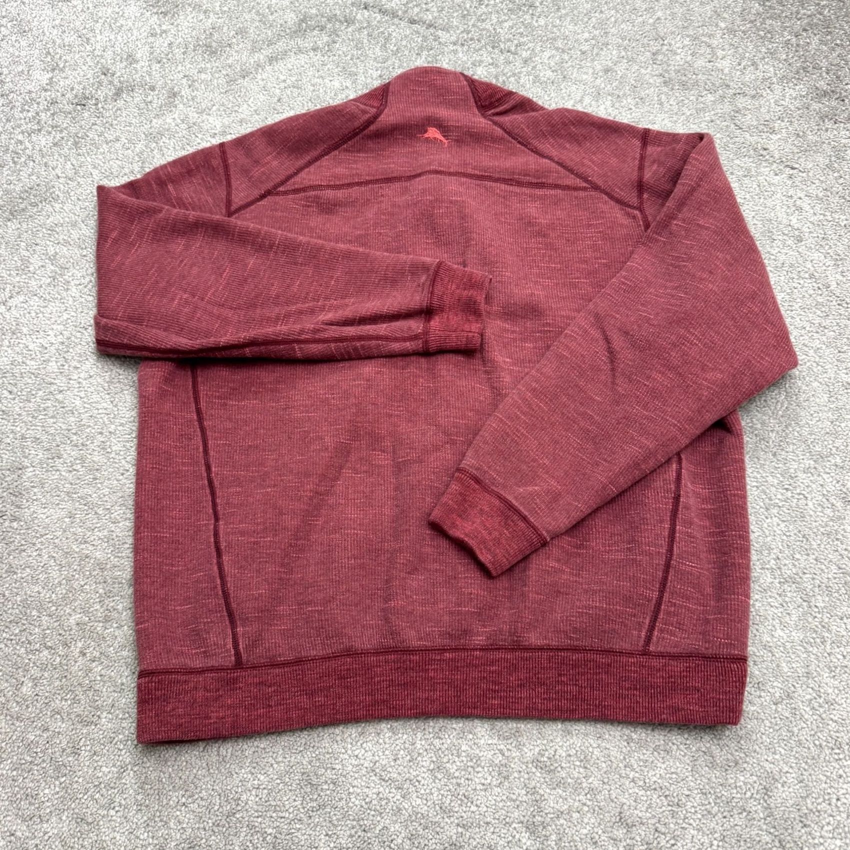 Tommy Bahama Tommy Bahama Sweatshirt 1/4 Zip Pullover Mens Large Marled Red Raglan Sleeve Knit Fleece Mock Neck Logo Size US L / EU 52-54 / 3 - 2 Thumbnail