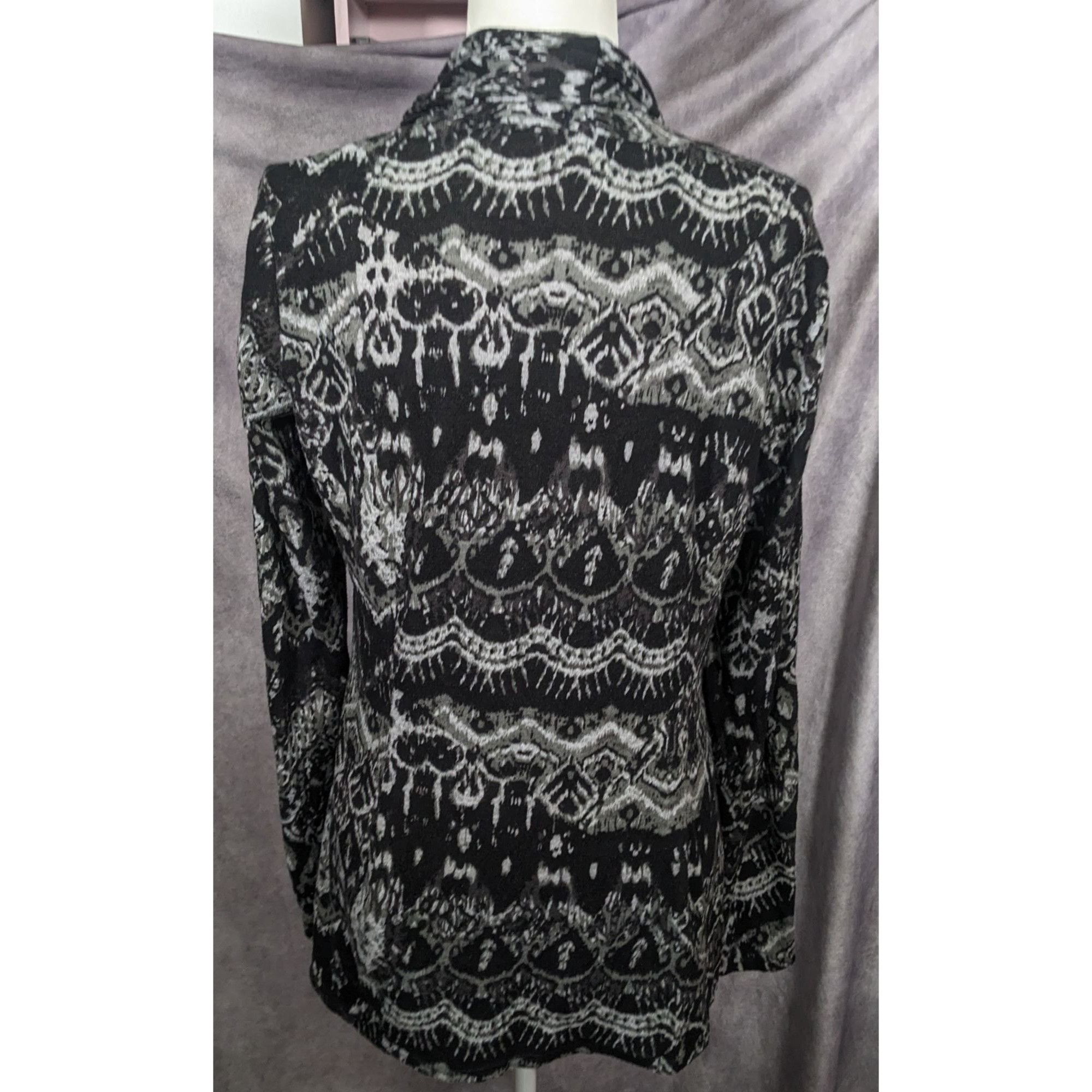 Other Dressbarn Black And Grey Abstract Print Cardigan Size L / US 10 / IT 46 - 10 Thumbnail