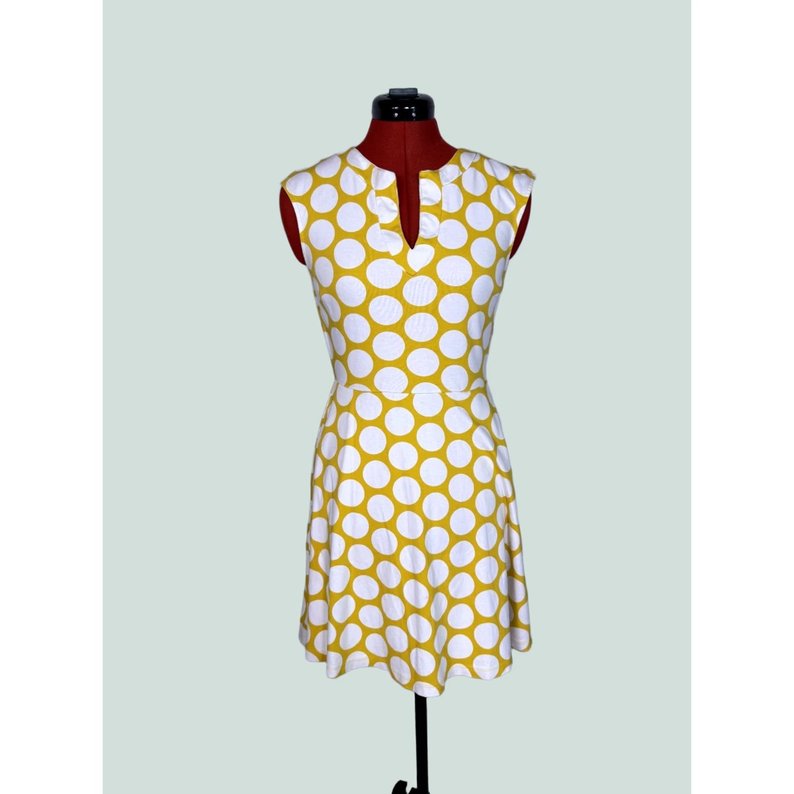 Vintage New York & Company Yellow Polka Dot Dress w Pockets XS Women's A-Line Knee Length Size XS / US 0-2 / IT 36-38 - 1 Thumbnail