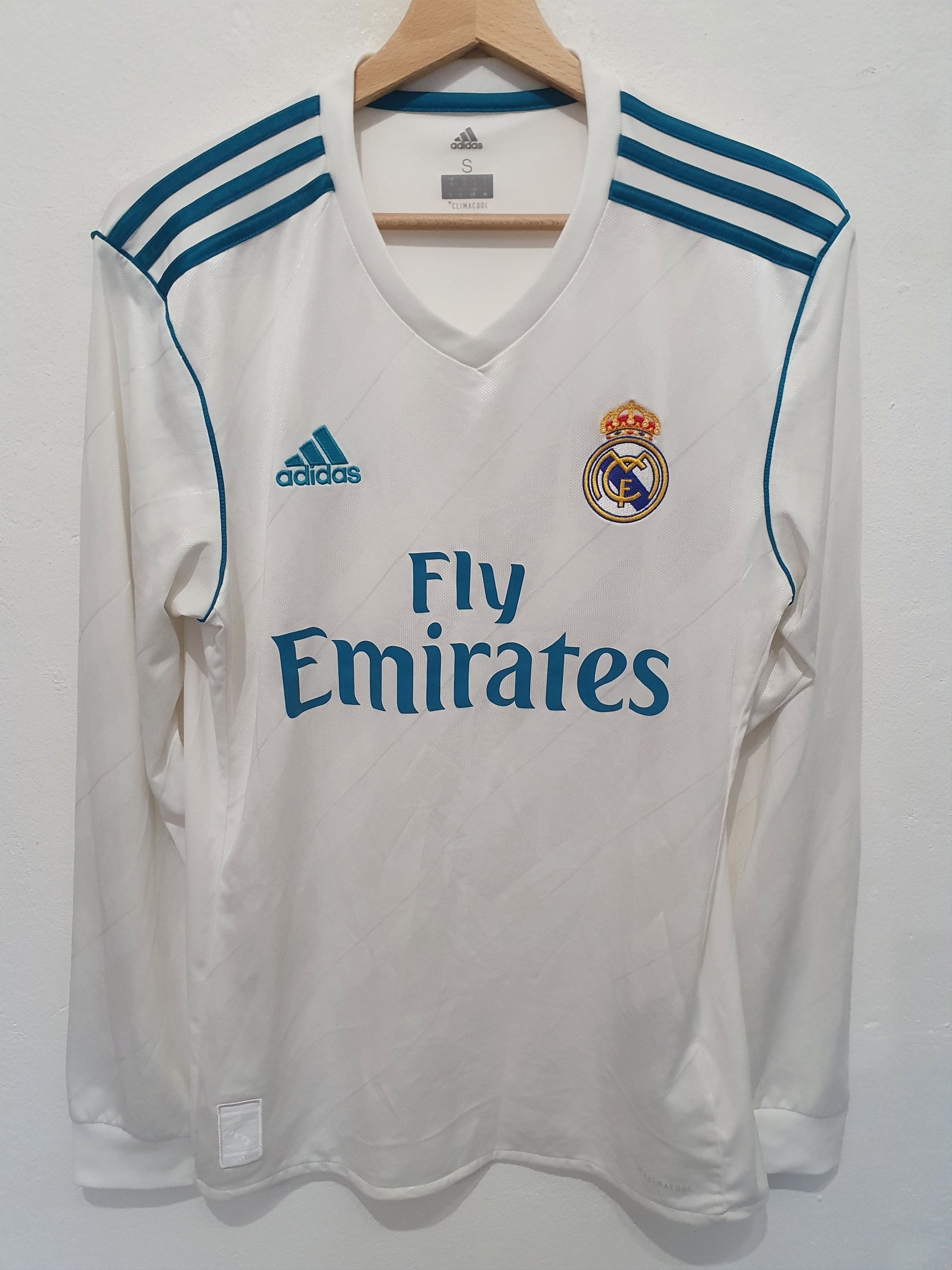 Image of Adidas Real Madrid Size S 2017 2018 Shirt Jersey Longsleeve in White, Men's