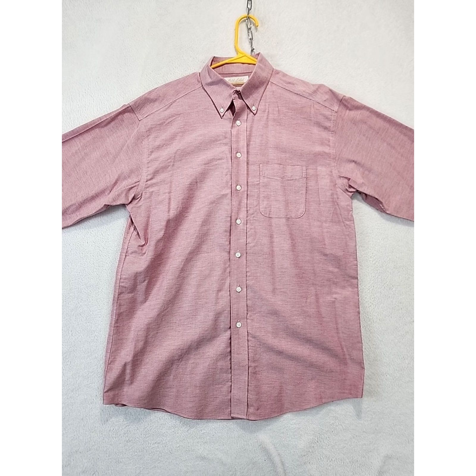 Roundtree & Yorke VINTAGE Roundtree & Yorke Gold Label Dress Shirt Red Chambray 16 33 Long Sleeve Button-Down Non-Iron Regular Mens Size 42R - 4 Thumbnail