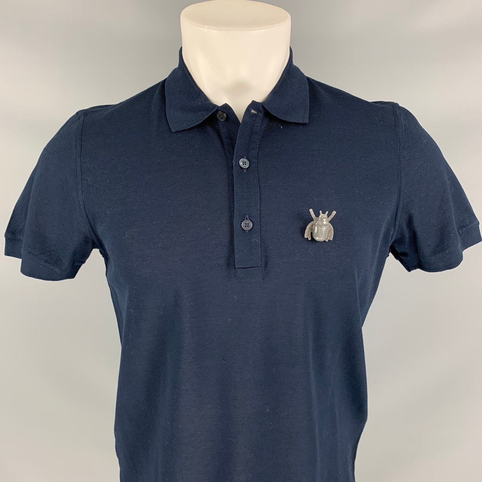 Burberry Prorsum BURBERRY PRORSUM Fall 2015 Size M Navy Cotton Bug Pin Polo Size US M / EU 48-50 / 2 - 2 Thumbnail