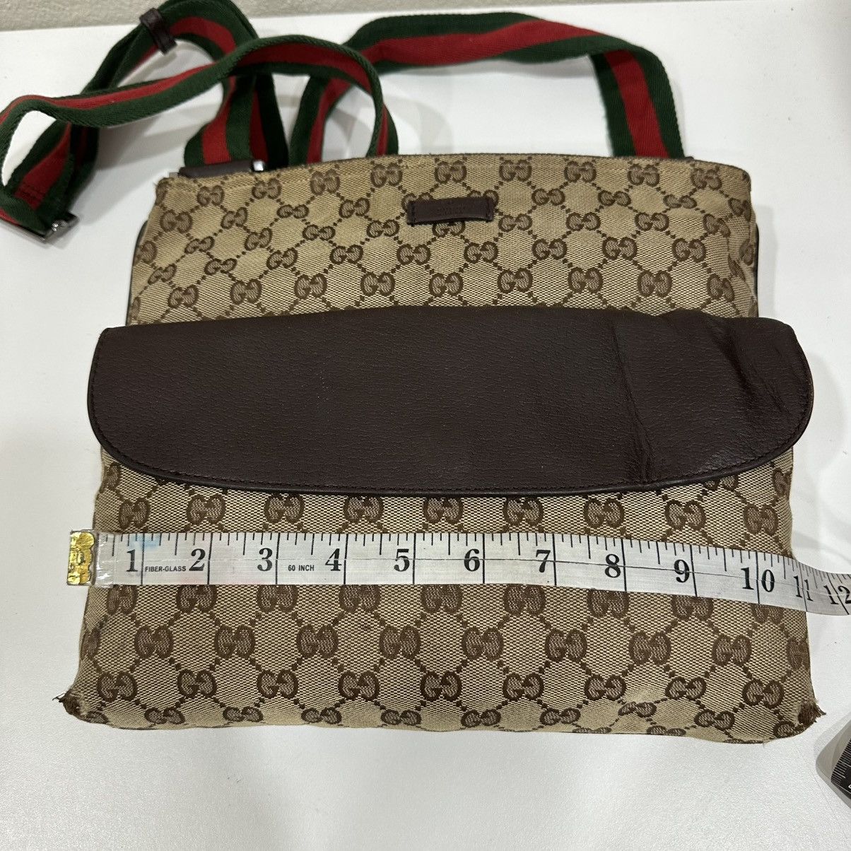 Gucci ‼️LD‼️GUCCI GG CANVAS WEB MESENGGER BAG LEATHER FLAP POCKET 3 Size ONE SIZE - 11 Thumbnail