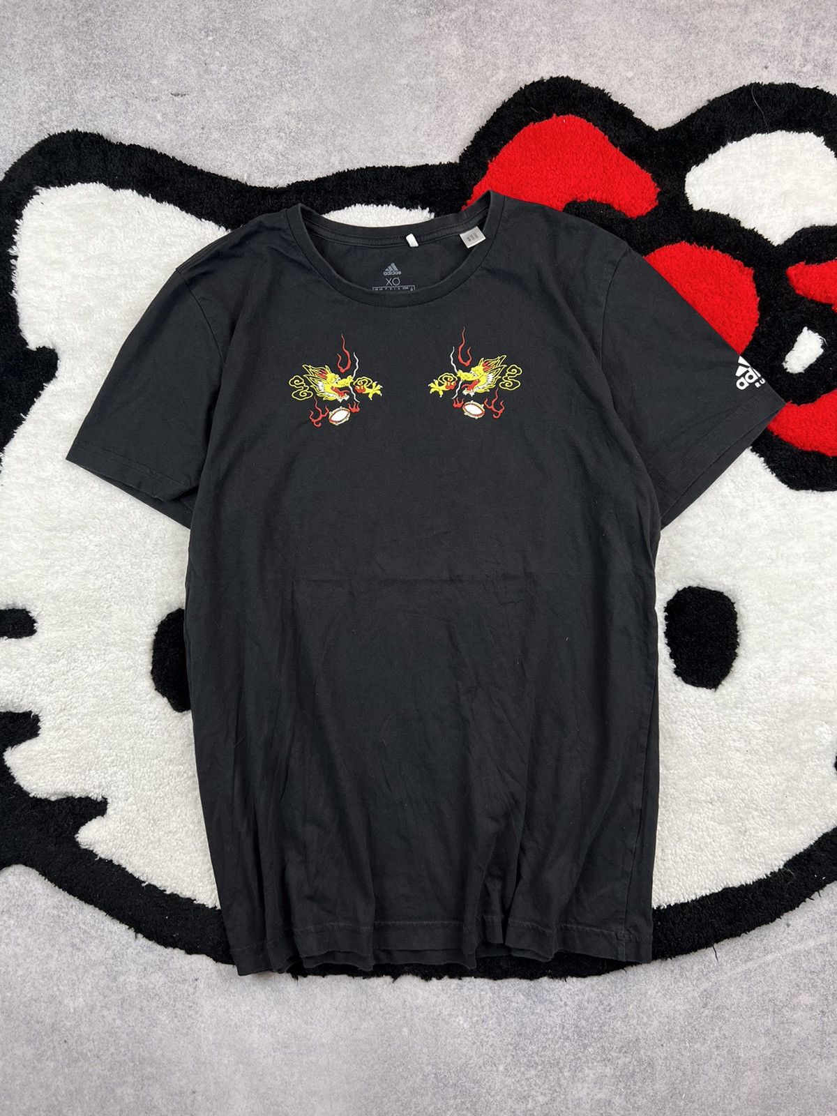 Adidas Rugby Japan Big Logo Dragon Y2K Tee Shirt