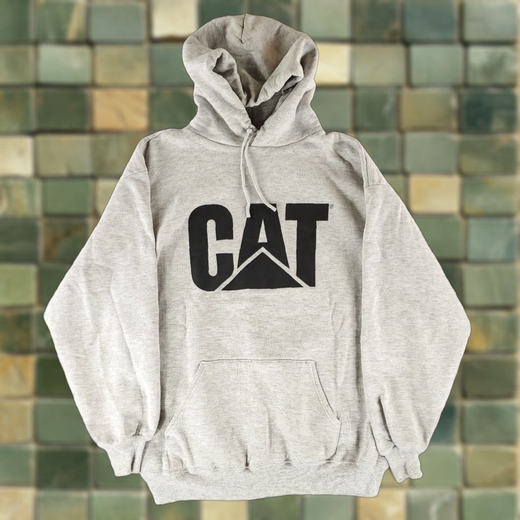 Jerzees VINTAGE Jerzees Super Sweats VTG 90s CAT Caterpillar Gray Hoodie Sweatshirt USA Mens XL Men Hoodie Gray Pullover CAT Caterpillar 90s Mens XL Size US XL / EU 56 / 4 - 1 Thumbnail