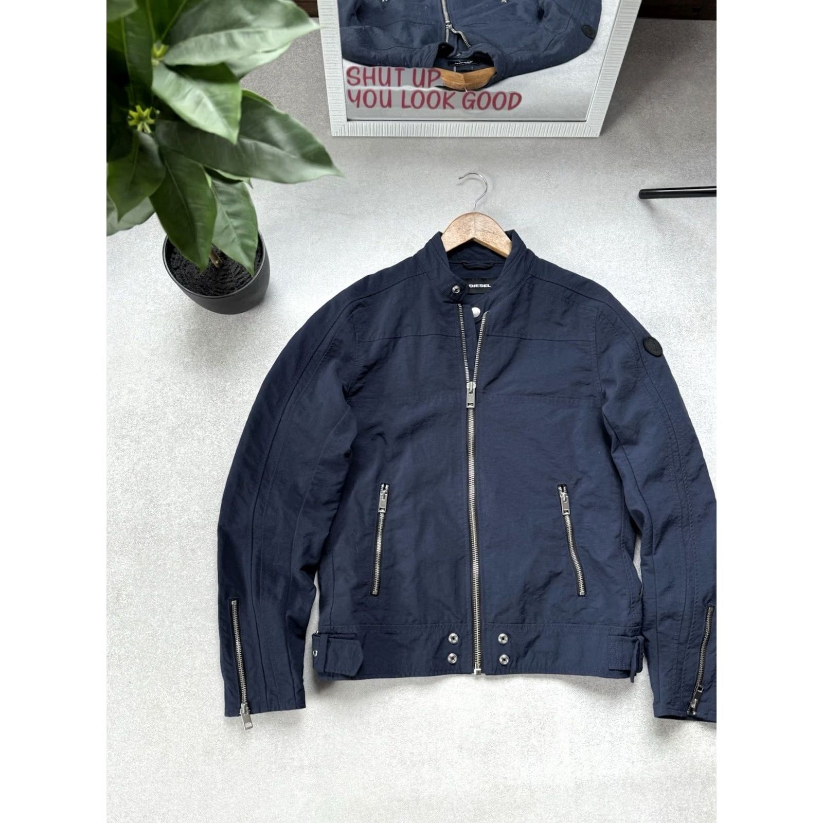 Diesel VINTAGE Diesel Moto Biker Jacket Y2K Blue Rare Men’s Nylon Zip Pocket Size M Size US M / EU 48-50 / 2 - 4 Thumbnail