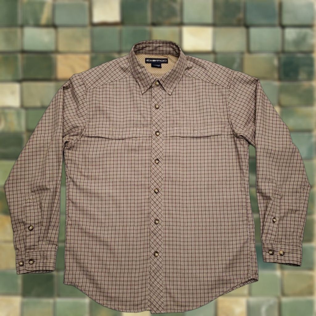 ExOfficio ExOfficio Shirt Mens Small Brown Plaid Performance Technical Zip Pockets Outdoor Size US S / EU 44-46 / 1 - 1 Thumbnail
