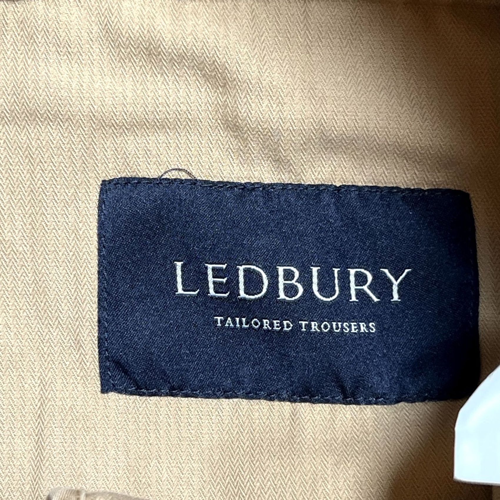 Vintage Ledbury Richmond Chino Pants Men's 33 Sand Tan Flat Front Straight Leg Size US 33 - 3 Thumbnail