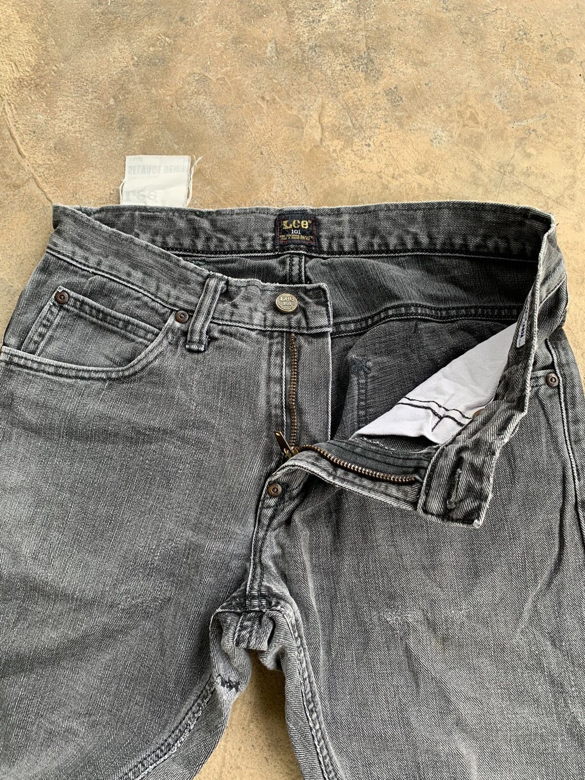 Lee Rare💥Lee 101 Black Selvedge Faded Distressed Denim Size US 30 / EU 46 - 13 Thumbnail