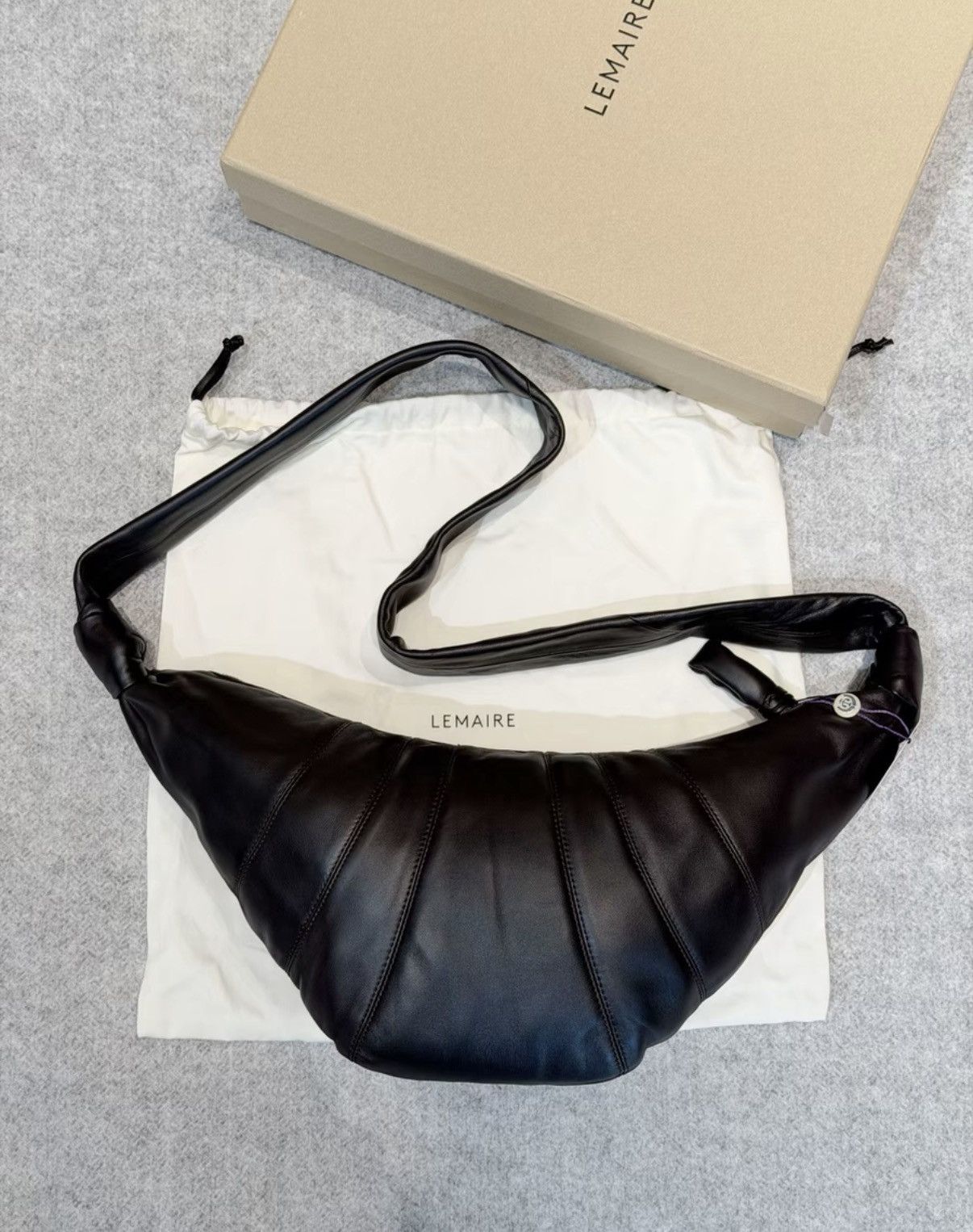 Lemaire Lemaire Chocolate Lambskin Croissant Crossbody Bag KKKK9 Size ONE SIZE - 1 Thumbnail
